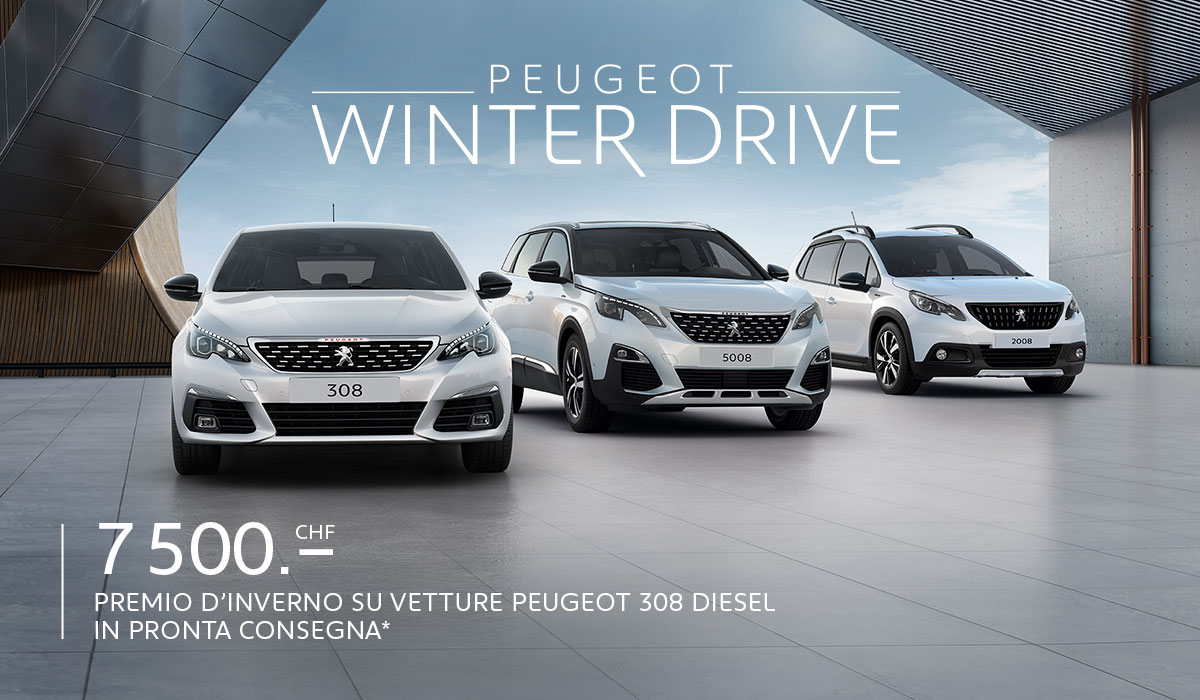 Peugeot Winter Drive. CHF 7500.– PREMIO D’INVERNO SU VETTURE PEUGEOT 308 DIESEL IN PRONTA CONSEGNA*